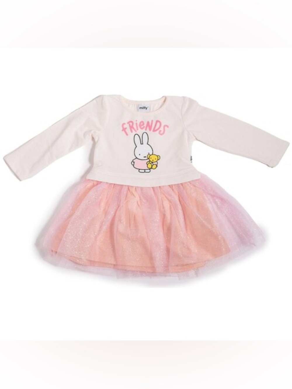 Miffy Nijntje Friends Dress w/ Cream Top & Pink & Peach Tulle Skirt Dress 3T